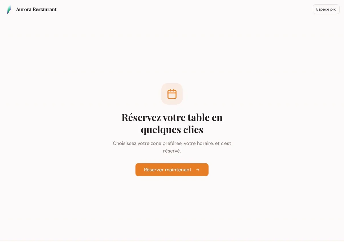 Aurora Restaurant — plan de table